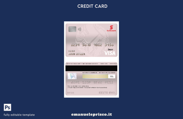 modello di carta di debito visto Cile Scotiabank stile verificato